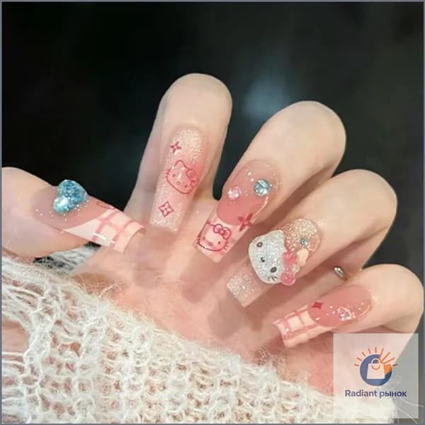 Накладные ногти с дизайном ( 24 типсы + клей )