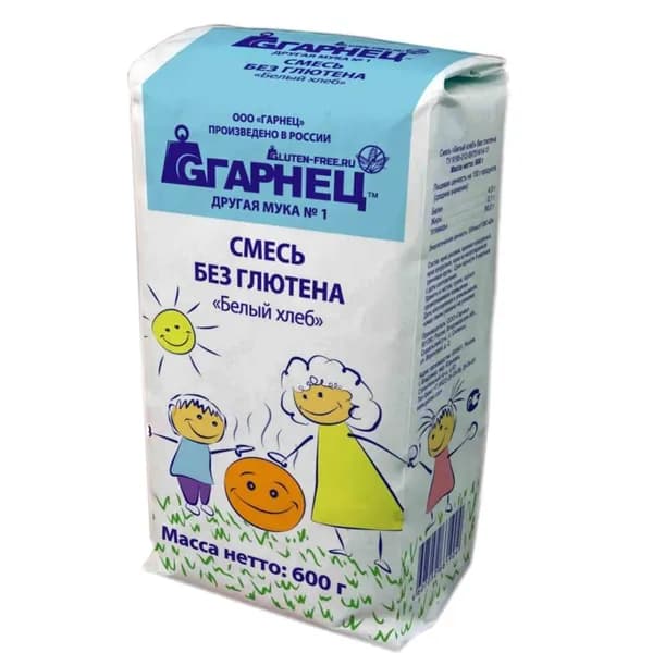 ГАРНЕЦ смесь безглютеновая "Белый хлеб", 600 г