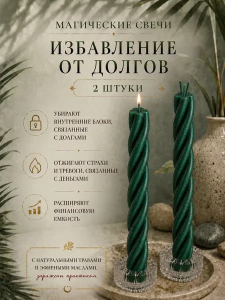 СилаВКорнях Магические свечи "Скрутка Избавление от долгов" 15 см х 0.5 см 2 шт