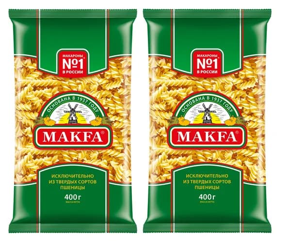 Изделия макаронные Спирали тм"MAKFA" 400гр * 2