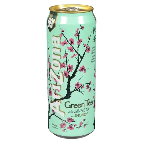 Холодный чай Аризона Green Tea Ginseng&Honey(женьшень и мед) 650 мл. х. 4 шт., США