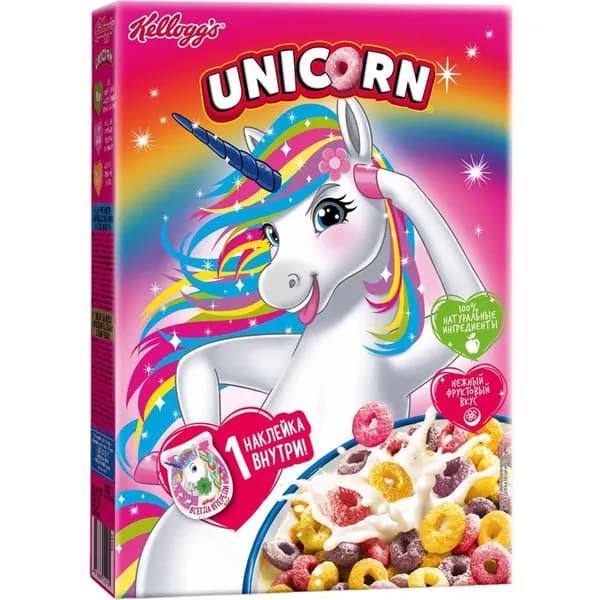 Сухой завтрак колечки Unicorn цельнозерновой с фруктами 195 г