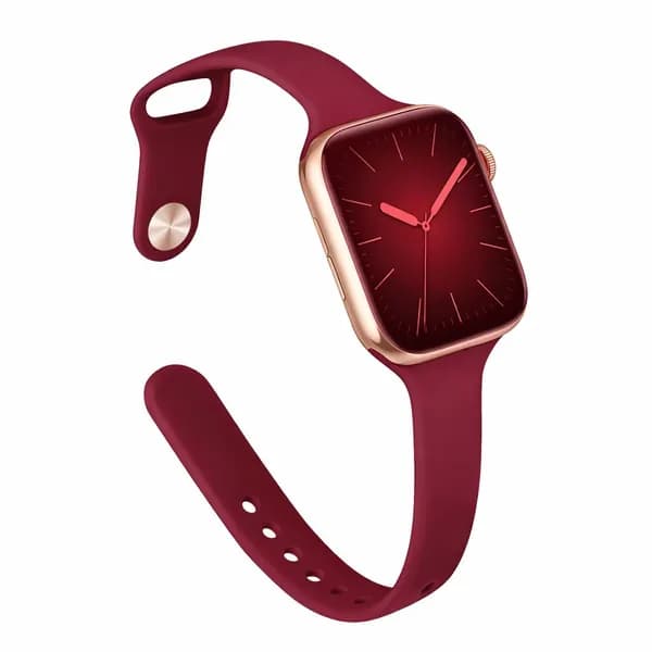 Узкий Ремешок для 44/45/46/49mm Apple Watch, цвет Бургунди, силиконовый ремешок для умных часов Эпл Вотч