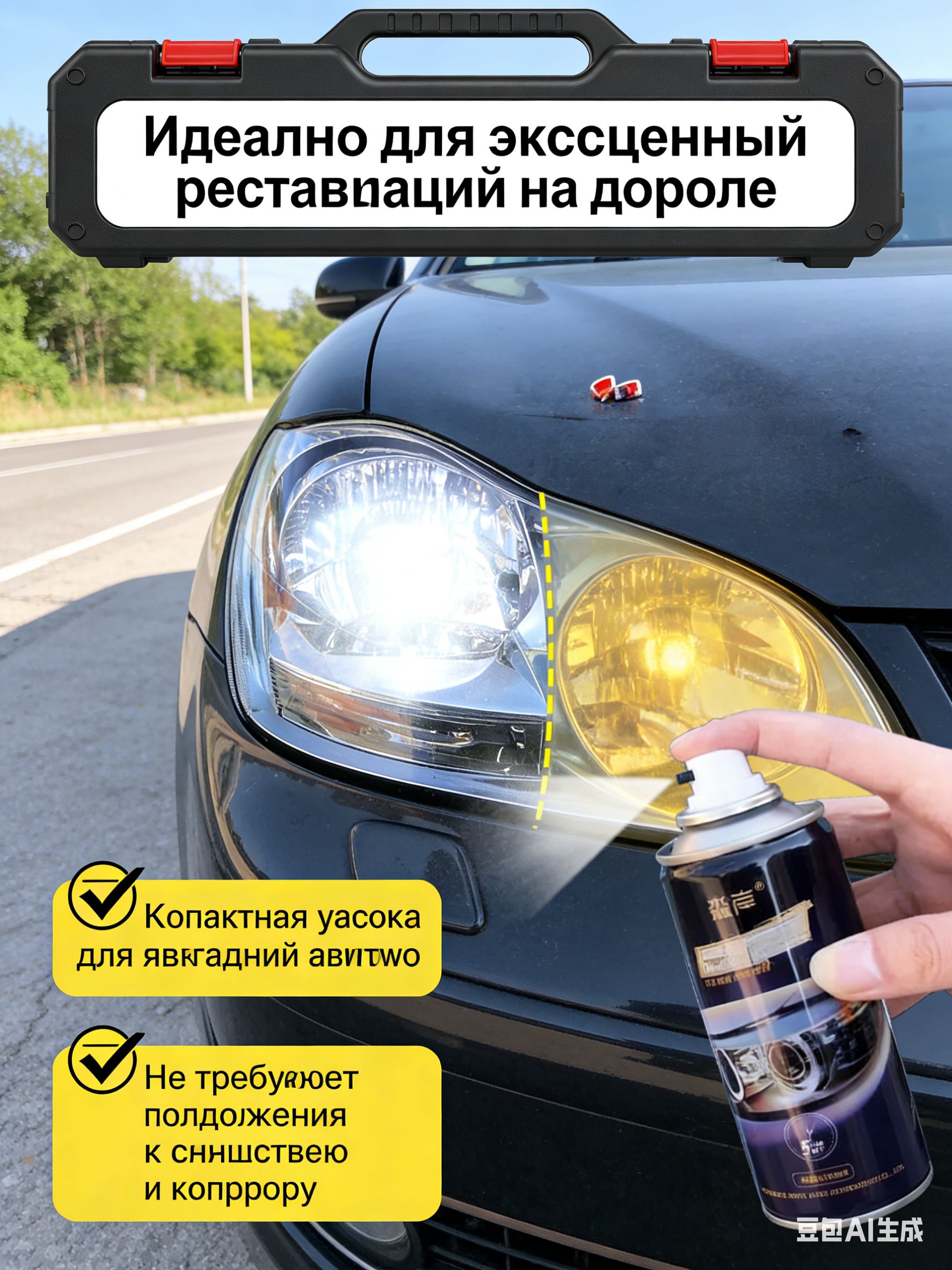Автошпатлевка, цвет: слоновая кость, черный, 200 мл, для автомобилей Adler, BYD, 1 шт.