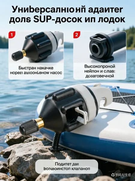 Адаптер переходник для SUP-доски и лодки ПВХ под автомобильный насос, клапан для накачивания сапборда, универсальный разъем для надувных изделий