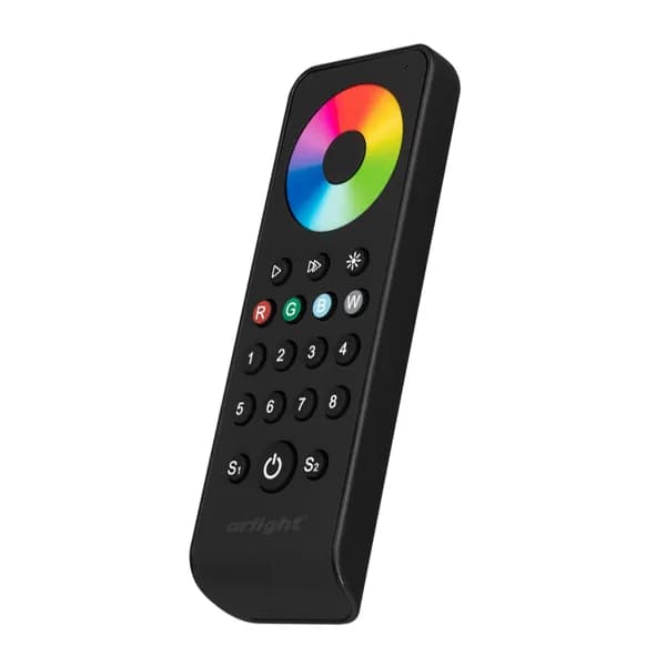 Пульт управления многоцветной RGB/RGBW подсветкой SMART-R43-RGBW Black (8 зон, 2.4G) (Arlight, IP20 Пластик, 5 лет)