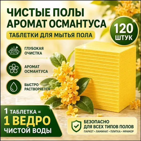 Запах Osmanthus fragrans, таблетки для мытья пола 120 шт, глубокая очистка, без разводов
