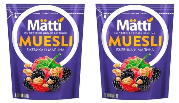 Matti Готовый завтрак Мюсли Ежевика и малина, 250 гр, дой-пак, 2 уп