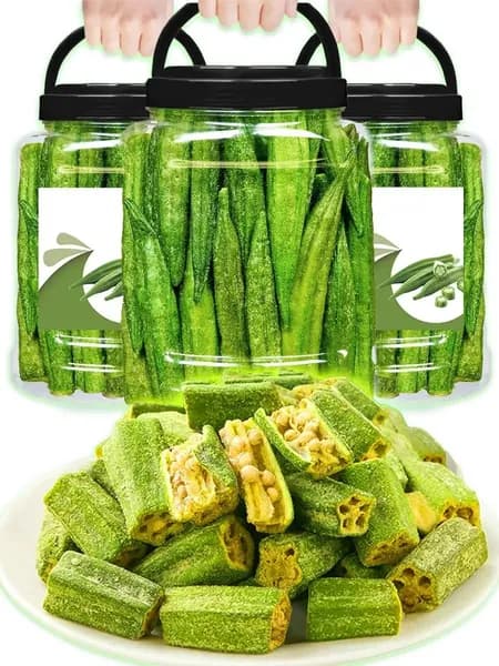 100 г,Хрустящие окра,вкусная закуска из сушеных овощей, овощные снэки, полезные и питательные, готовы к употреблению, семейная закуска