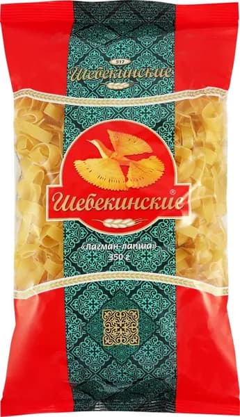 Макароны ШЕБЕКИНСКИЕ Лагман-лапша группа А, высший сорт, 350г