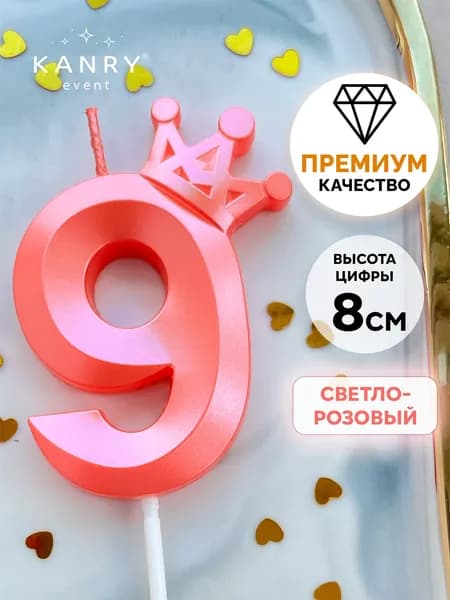 Свечи для торта "Без отдушки" 8 см 1 шт