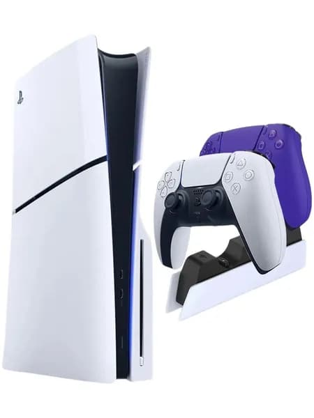 Sony PlayStation 5 Slim с дисководом + Второй геймпад фиолетовый + зарядная станция