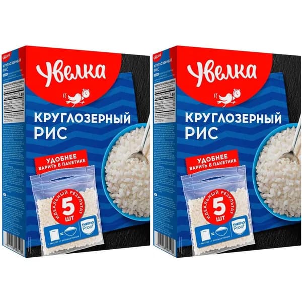 Рис Увелка круглозерный в варочных пакетиках 80 г х 5 шт, набор: 2 штуки