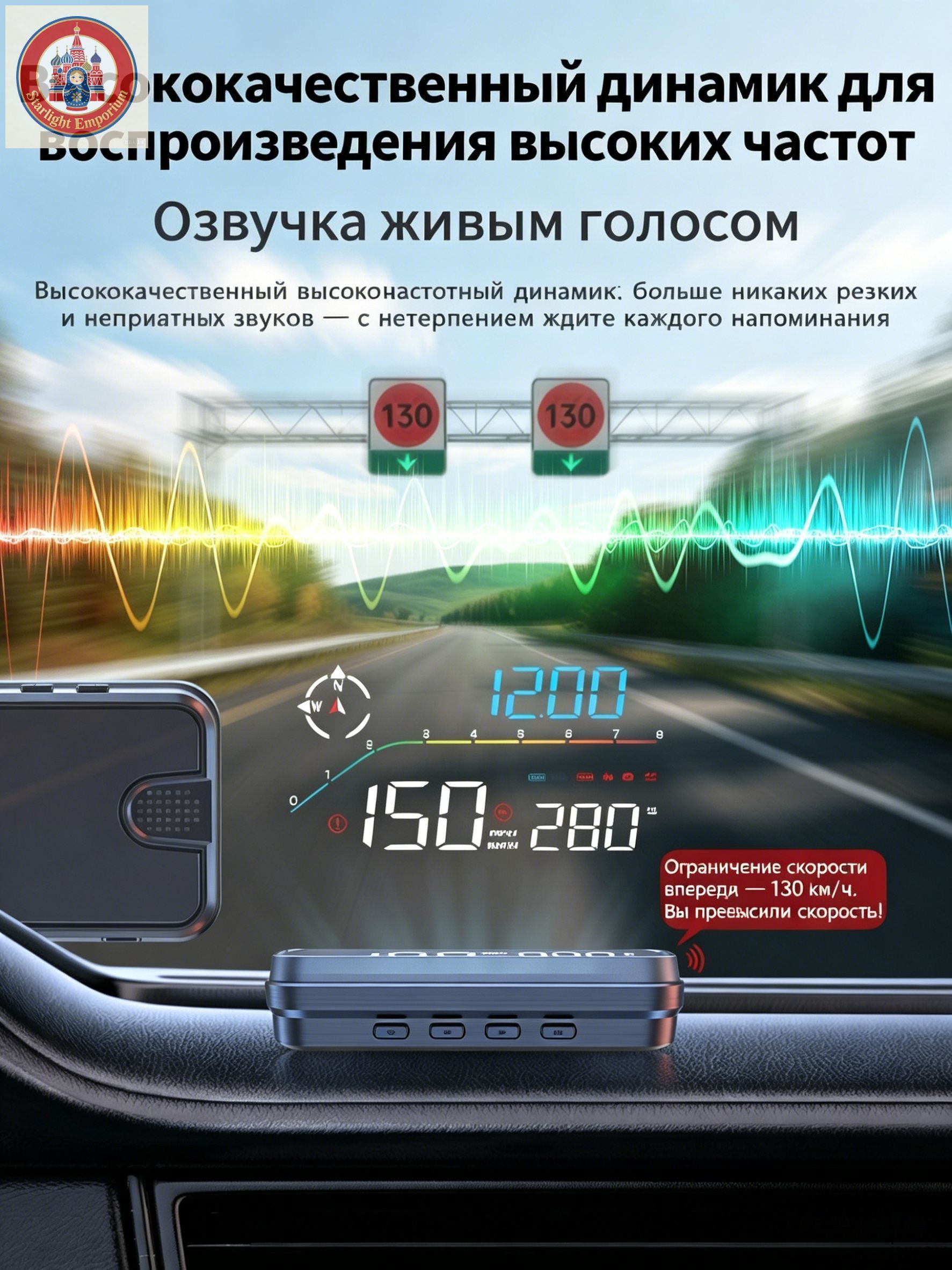 Проектор на лобовое стекло арт. hud проекторobd2M25электронным радар-детектором и предупреждением о скоростных камерах