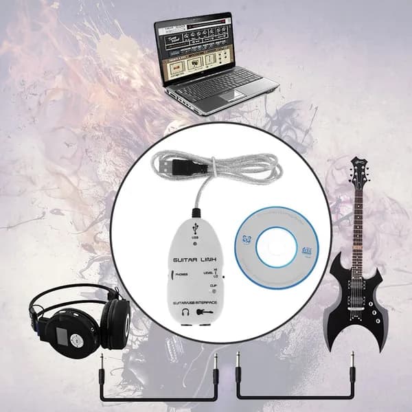 USB-звуковой интерфейс для гитары, белый, 16 бит, 44,1/48 кГц