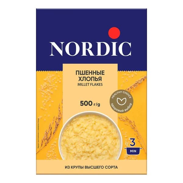 Хлопья Nordic пшенные 500 г, набор: 9 штук