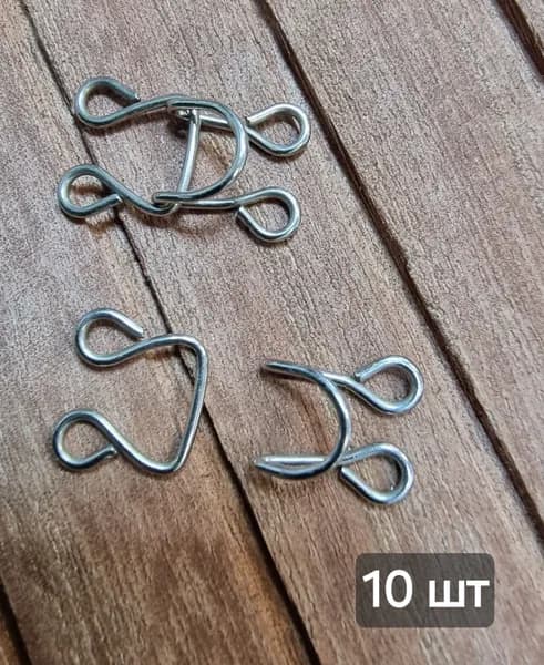 Крючок пришивной, 19х12 мм, металл, цвет никель. 10 шт
