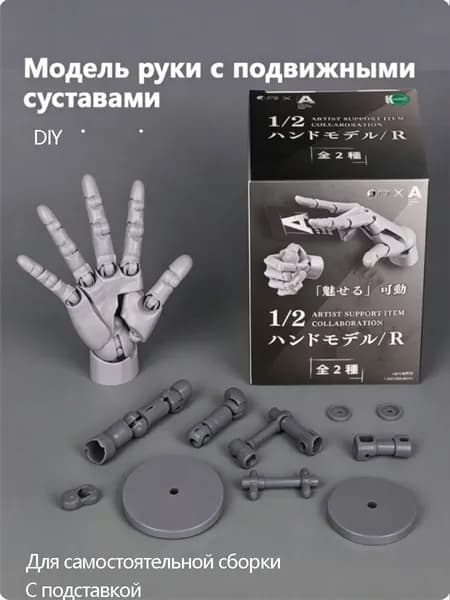 Модель руки с подвижными суставами в масштабе 1:2 на подставке, предназначенная для рисования, скульптуры и фотографии