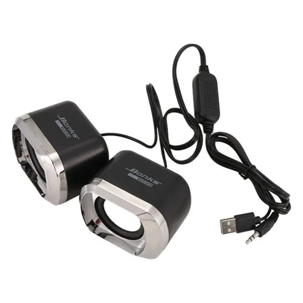 USB 2.0 проводные стереоколонки для ноутбука и ПК, мини акустика 2.0 с питанием от USB / вход AUX 3.5 мм, черные