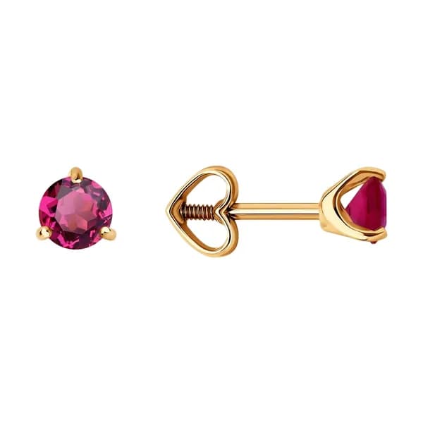Золотые серьги DIAMANT-ONLINE с родолитом 585 пробы