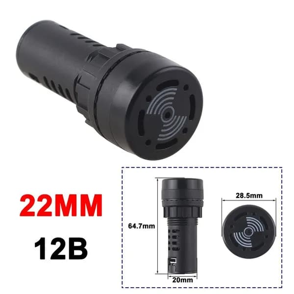 AD16-22SM 22 мм Индикатор мигающего сигнала, предупреждающий зуммер Звуковой сигнал, промышленный пластиковый индикатор Чёрный 12B -1 шт.