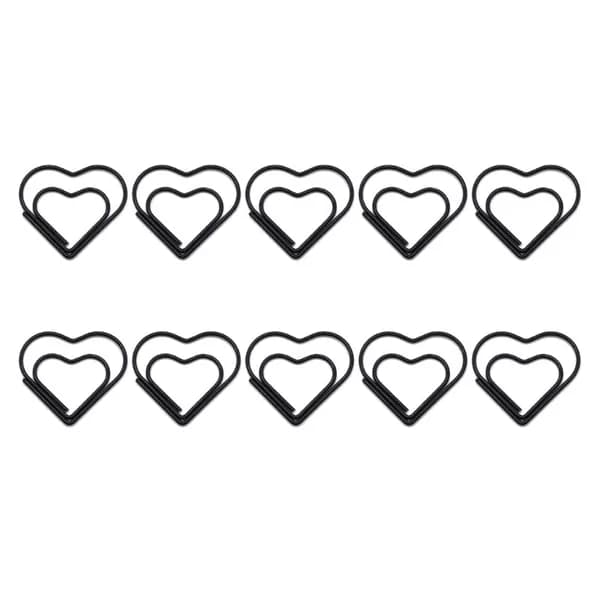 (1 комплект из 10) Цветных скрепок для бумаги love-черный