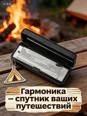 Губная гармошка диатоническая, серебряная