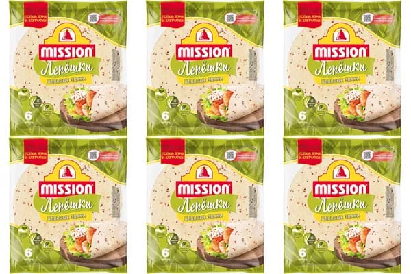 Лепешки пшеничные Mission Цельные злаки, 20 см, 6 шт, 250 г, 6 уп