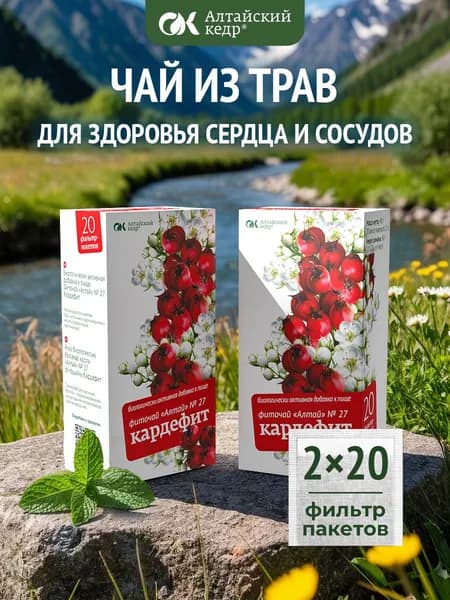 Фиточай Алтай № 27 Кардефит, 2 пачки по 20 фильтр-пакетов по 2,0 г