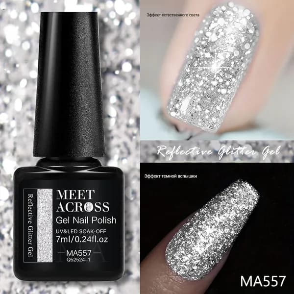 Гель-лак для ногтей с кристаллами и блестками, Crushed Crystal Gel, 7 мл, сияющий гель для дизайна маникюра, UV/LED