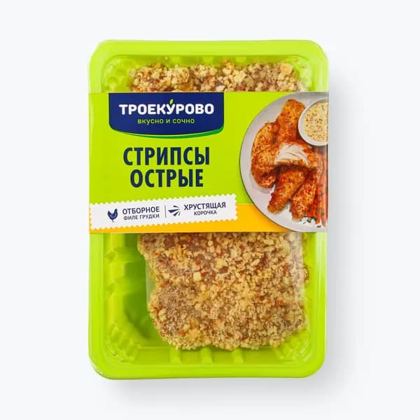 Стрипсы куриные Острые 350 г, Троекурово, охлажденные