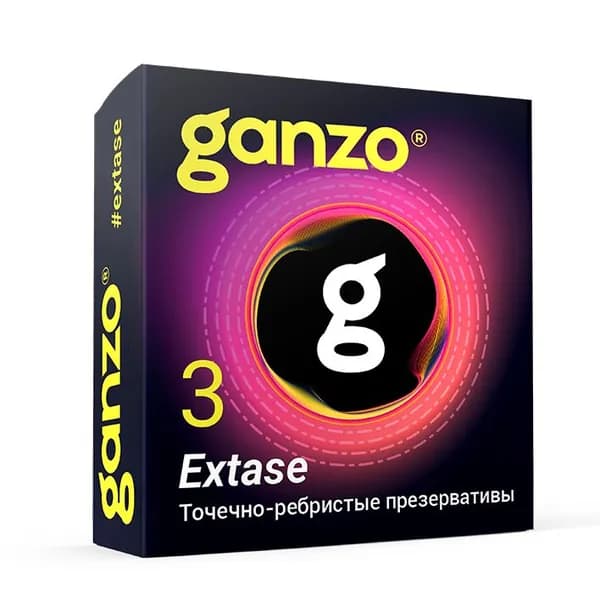 Ganzo Extase презервативы анатомической формы с точечной и ребристой структурой, 3 шт