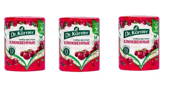 Dr. Korner Хлебцы, Клюква, 100г, 3 шт
