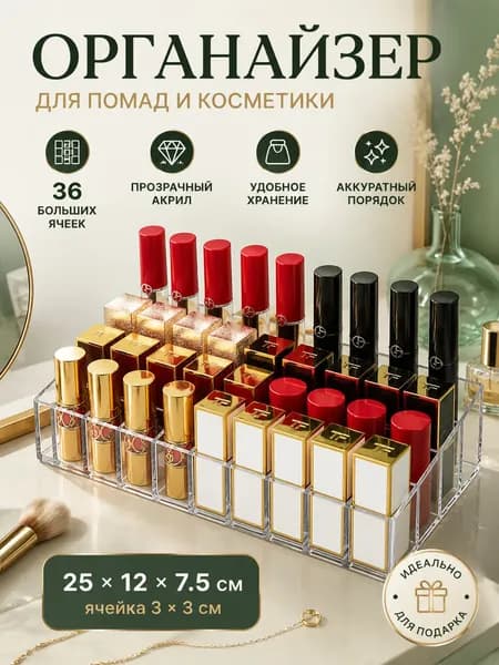 Пластиковый органайзер для пигментов Хранение губной помады 36 ячейки