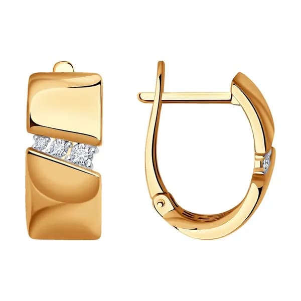 Золотые серьги DIAMANT-ONLINE с бриллиантом 585 пробы