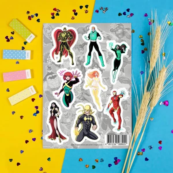Стикеры "Супергерои Марвел/Marvel DC" №13водостойкие виниловые самоклеящиеся 1 лист А5 (стикерпак - 8 наклеек) для детей и взрослых, на телефон, велосипед, самокат, ноутбук, блокнот, ежедневник