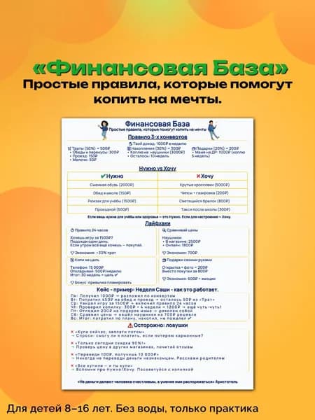 Финансовая грамотность постер А3, правила трат и накоплений, глянцевая бумага