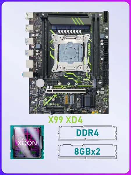 Atermiter X99-XD4 + процессор E5-2697 v3 14 ядер 28 потоков + оперативная память DDR4 16Gb готовый комплект, LGA 2011-3, DDR4, Материнская плата