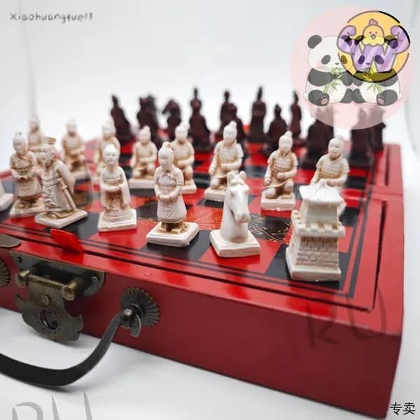 Toytime Антикварные международные терракотовые шахматы Деревянная складная шахматная доска