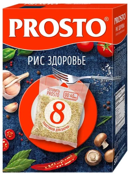Рис PROSTO Здоровье, в пакетиках для варки, 500 г
