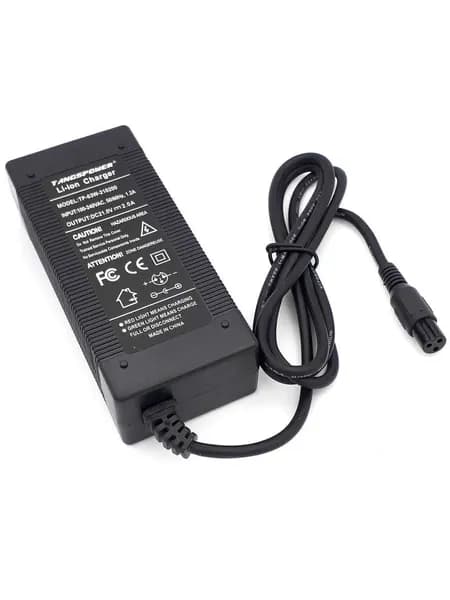Зарядное устройство TANGSPOWER TP-63W-210200, 21В-2А, авиационный разъём GX12-3pin для Li-Ion батарей 5S (18.5В), электросамокатов, гироскутеров, защита, индикация