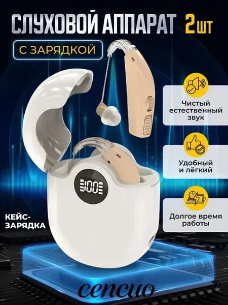 Слуховой аппарат заушный, цифровой усилитель слуха для пожилых и взрослых людей