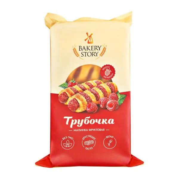 Печенье Bakery Story Малинка фруктовая трубочка 300г