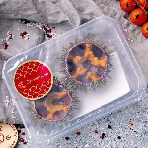 Морские ежи открытые в панцире охлажденные 2 шт