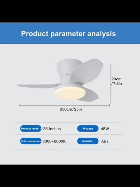 Потолочный вентилятор с освещением Nordic Pure white, 220 V