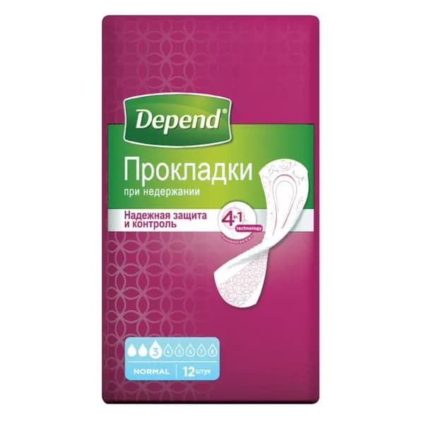 Depend Прокладки урологические Normal, 12 шт