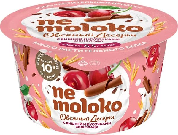Продукт овсяный NEMOLOKO Десерт Вишня, кусочки шоколада, 130г5шт