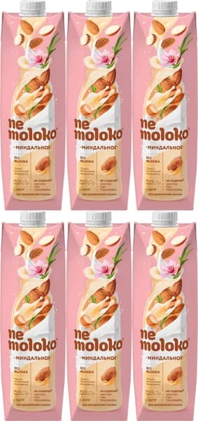 Nemoloko Напиток рисовый Миндальный, 1 л, 6 шт в коробке