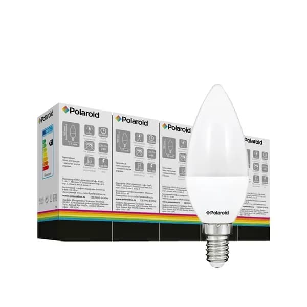 Светодиодная лампа Polaroid 220V C37 6W 4000K E14 490lm (5 шт.)