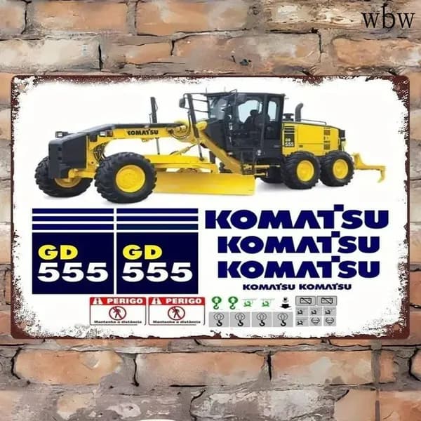 Винтажная металлическая табличка с грейдером Komatsu GD 555 декор для гостиной